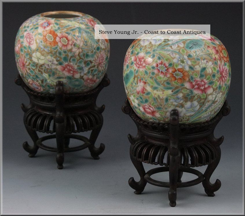 Fine Pair Of Chinese Hongxian Mark & Period Rose Bowls Vases photo