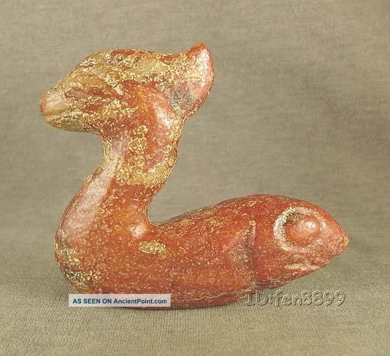 Chinese Hongshan Jade With Carved Fish Animal Pendant Other photo