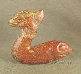 Chinese Hongshan Jade With Carved Fish Animal Pendant photo