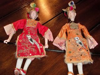 2 Antique Chinese Opera Dolls,  C1800 ' S - Early 1900 ' S,  Needing Care photo