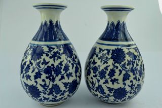 China Rare Collectibles Old Decorated Handwork Porcelain Flower Pair Vase ++++++ photo
