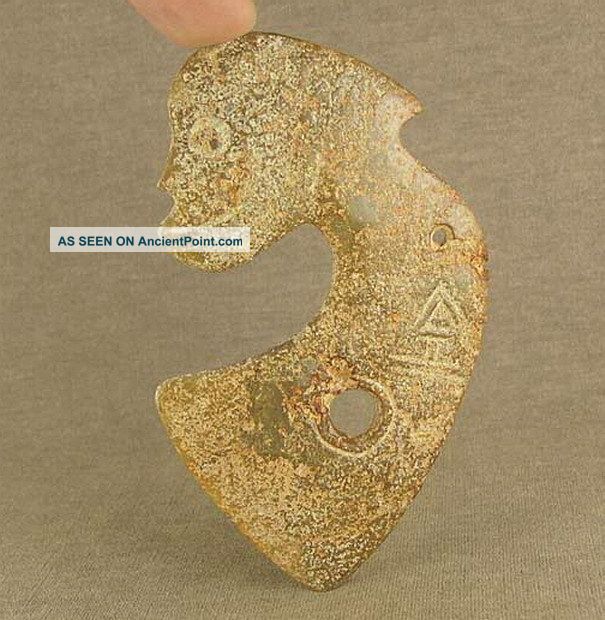 Chinese Hongshan Jade Person ' S Head Axe Pendant Other photo