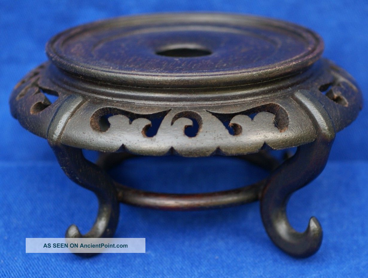 Delicate Hand Carved Wood Footed Chinese Jade Or Vase Display Stand Other photo