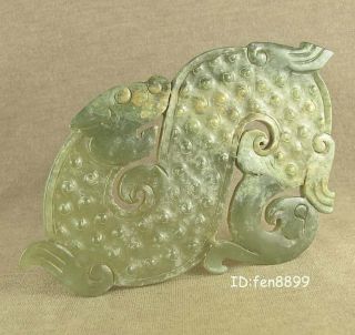 4.  3 Inch Stunning With Carved Chinese Old Jade Dragon Totem Bi photo