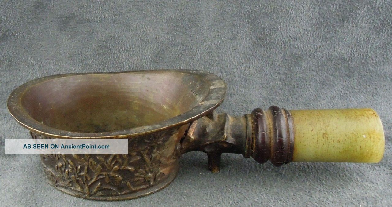 Antique Chinese Silk Iron Jade Handle 19th Century Authentic Jadeite Other photo