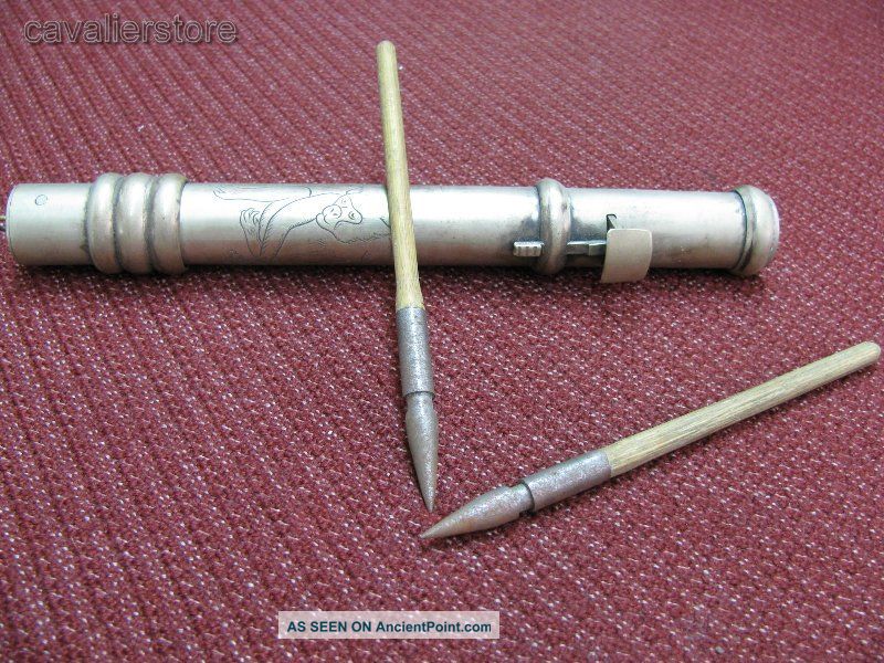 Traditional Chinese Copper Carved Ape Pattern Sleeve Arrow & Two Darts Other photo