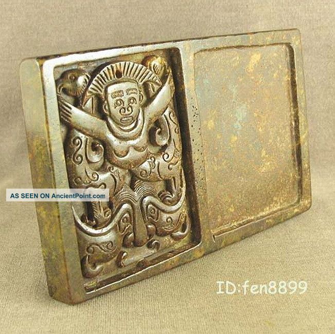 With Carved Phoenix Fancy Human Decoration Chinese Jade Inkwell Other photo