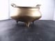 Antique Chinese Footed Bowl With Handles,  Heavy Brass,  Incense Burner,  Signed Bowls photo 6