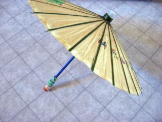 Antique Umbrella. . . .  Chinese. . . .  Vintage Hand Made. . .  Hand Painted. . .  Wood And Paper photo