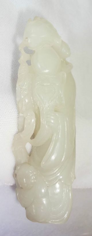 20ct Chinese White Jade Reticulated Carving Of God Of Longevity (coom) photo