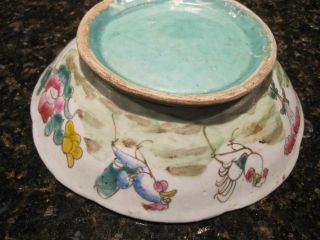 Chinese Porcelain Export Bowl Antique Roosters Blue & White Peony Flowers photo