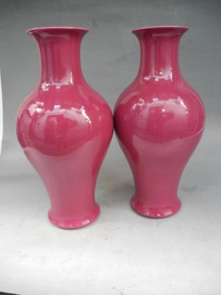 Chinese A Pair Rouge Red Porcelain Vases photo