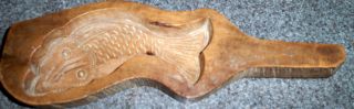 Antique Hand Carved Chinese Wood Rice / Cake Mold~~fish~~nice photo