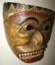 Large Painted Wood Mask Of A Male Figure From Indonesia Statues photo 2
