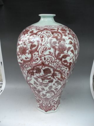 Chinese Big Underglaze Red Porcelain Flower Meiping Vase photo