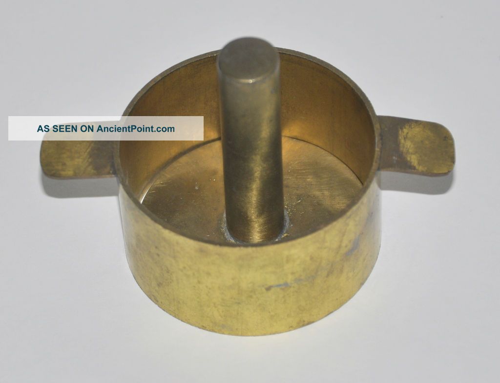 Antique Chinese Moon Cake Brass Mold Handels 2pc Chinese Symbol Design 4x3 Euc Other photo