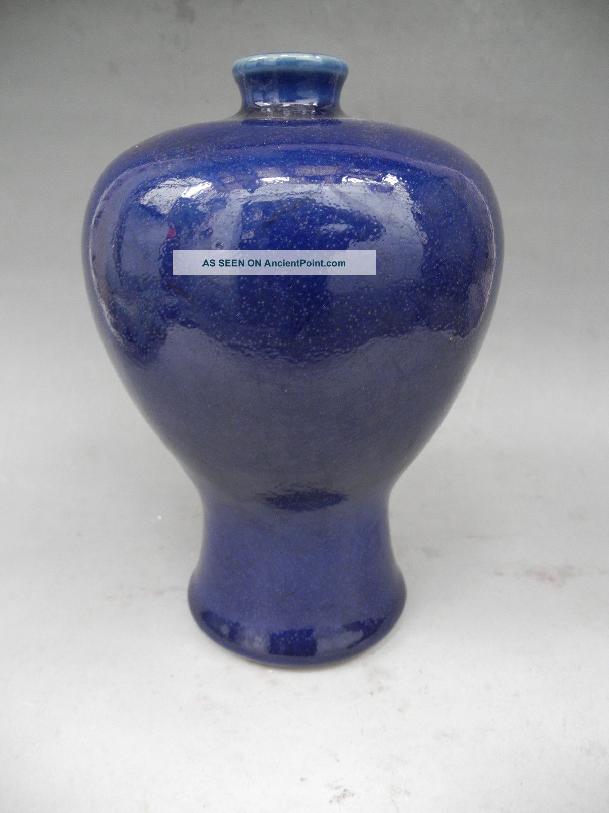 Chinese Blue Glaze Porcelain Meiping Vase Vases photo