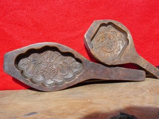 2 Antique Chinese Hand Carved Cake Molds 3 photo