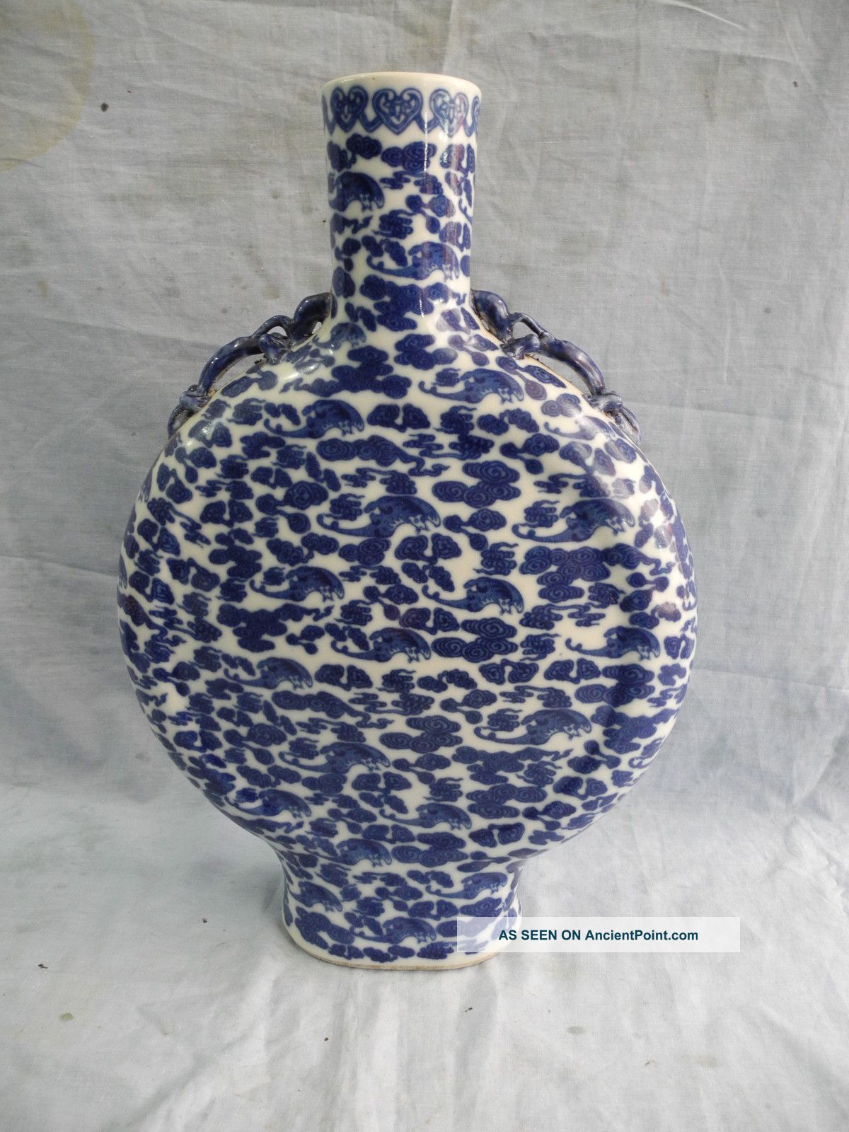 Blue & White Bat Porcelain Flat Vase Vases photo