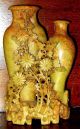 Antique~beautiful Hand Carved Soapstone Double Chinese Vase W/detailed Flowers Vases photo 1