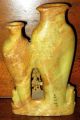 Antique~beautiful Hand Carved Soapstone Double Chinese Vase W/detailed Flowers Vases photo 4