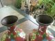 Antique Copper Cloisonne Vases Pair Antique Chinese 1920 ' S Vases photo 2