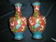 Antique Copper Cloisonne Vases Pair Antique Chinese 1920 ' S Vases photo 6