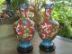 Antique Copper Cloisonne Vases Pair Antique Chinese 1920 ' S Vases photo 7