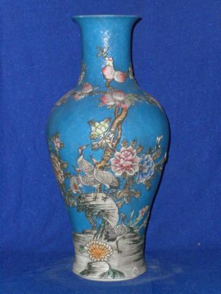 Chinese Famille Rose Porcelain Statues Flowers And Birds Vase photo