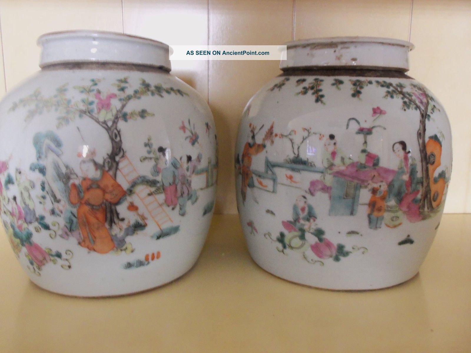 Antique 19th Century Chinese Porcelain Famille Rose Ginger Jars - Set Of 2 Other photo