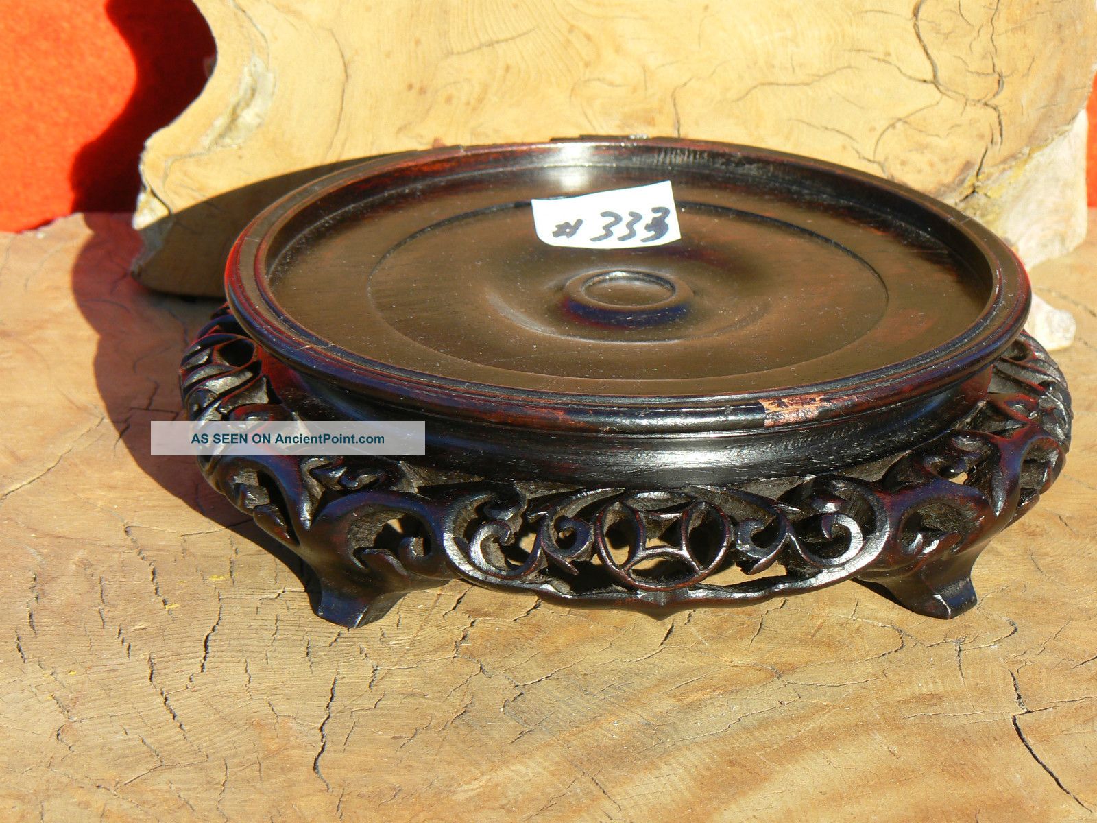 333 Antique Chinese Hand Carved Stand 6 - 1/2 