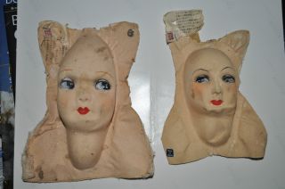 2 Japanese Antique Doll Faces,  Canvas photo