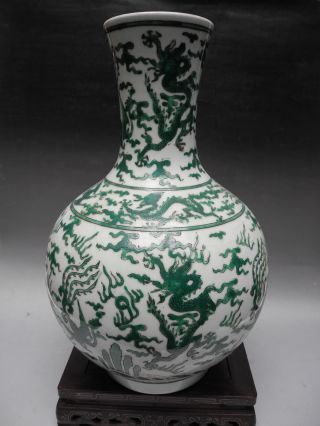 Green Dragons Phoenix Porcelain Vase photo