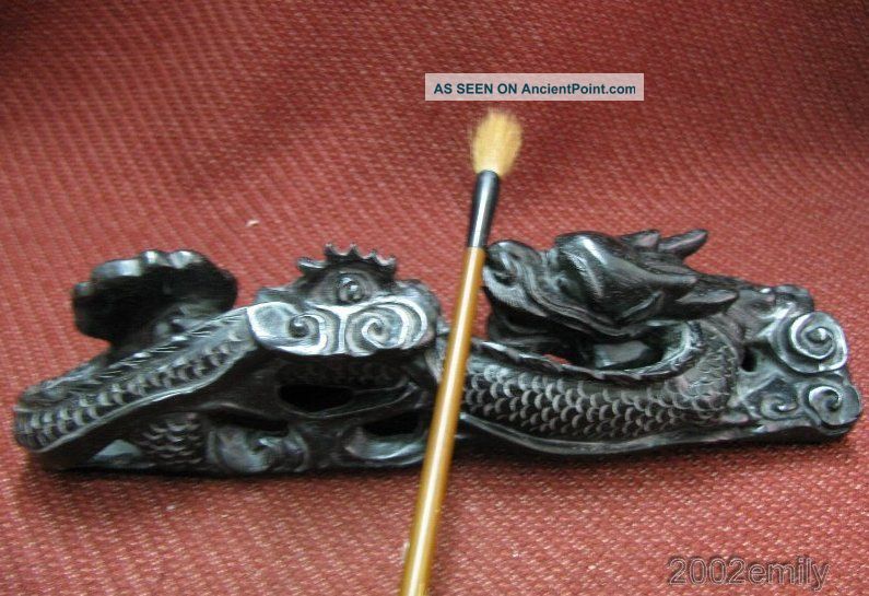 Chinese Rosewood Carved Dragon Pencil Stand / Statue Other photo