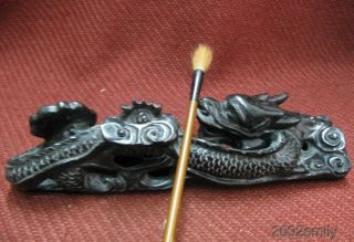 Chinese Rosewood Carved Dragon Pencil Stand / Statue photo