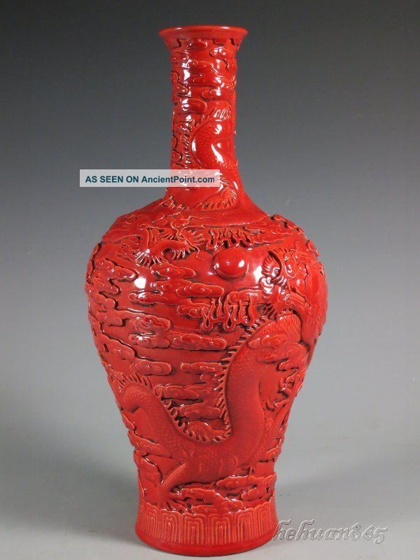 A Stunning Chinese Porcelain Carved Dragon Vase Vases photo