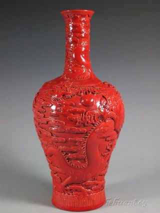 A Stunning Chinese Porcelain Carved Dragon Vase photo