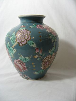 China Porcelain Vase Green With Floral Pattern 9 