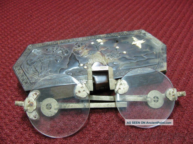Chinese Rare Carved Eyeglasses Case & Glasses Other photo