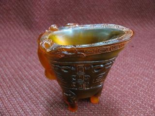 Chinese Ox - Horn Carved The Sacrificial Utensils photo