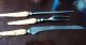 Antique Carving Set With Carved Oxbone Alligator Handles Unusual Crocodile Other photo 1