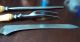 Antique Carving Set With Carved Oxbone Alligator Handles Unusual Crocodile Other photo 2