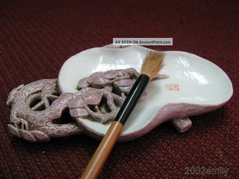 Chinese Porcelain Carved Tree Inkwell / Brush Washer Other photo