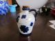 Antique Mini Vase Or Jug Blue Flowers White & Gold Acnt Vases photo 2