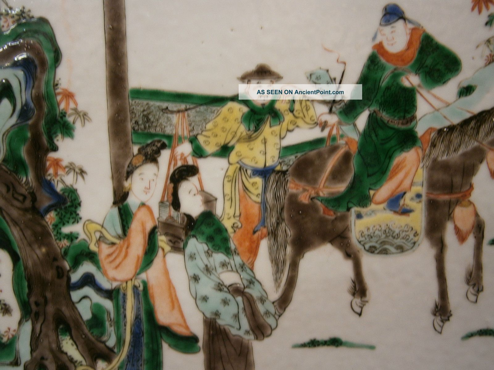 Antique Large Kangxi Famille Verte Chinese Plaque Qing Guangxu Tile Perfect Best Vases photo