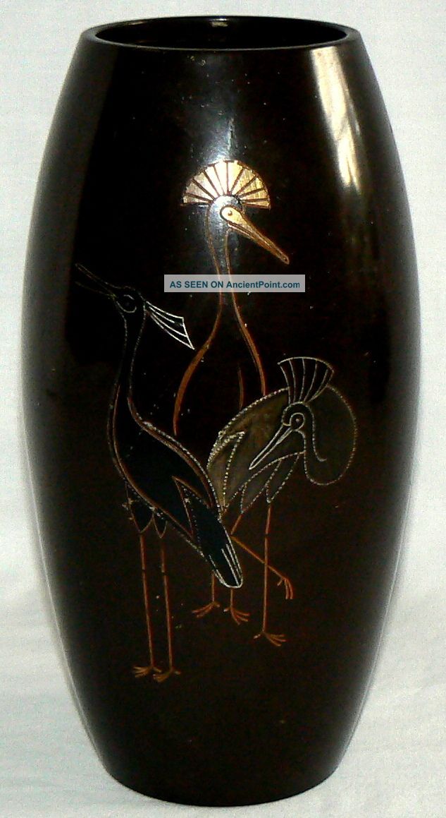 Vase Metal Brass Asian Signed Pre - Owned Vases photo