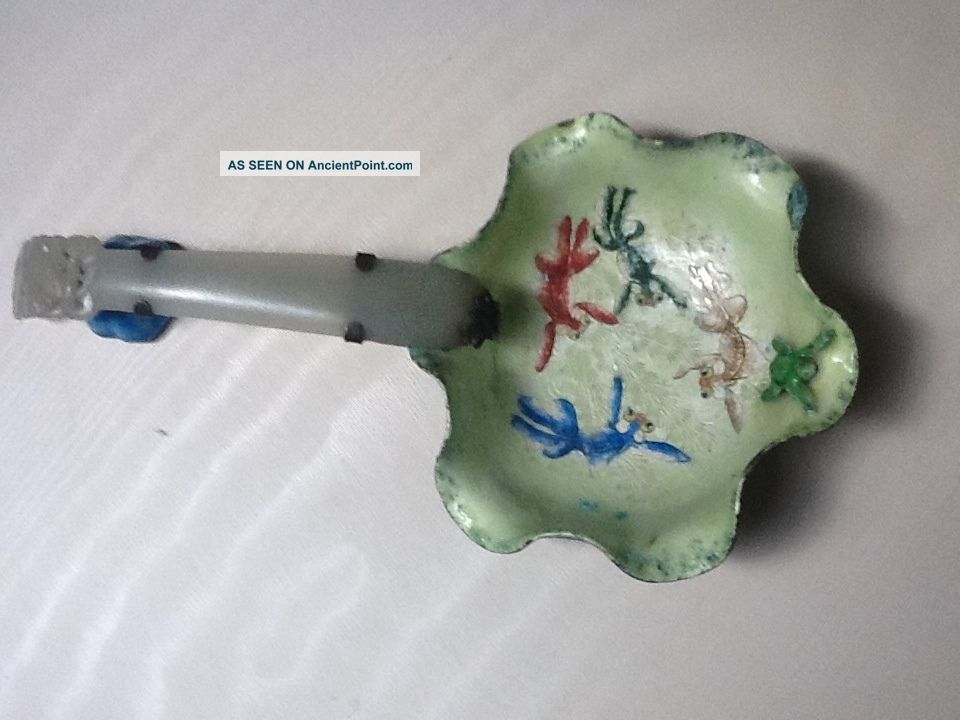 Antique Chinese Ladle With Jade And Enamel Over Copper Other photo