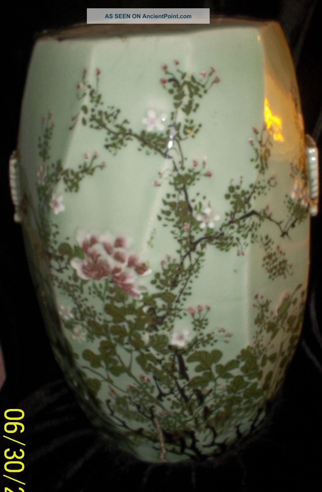 Rare & Fine Old Porcelain Celadon Famille Rose Garden Sear Stool 19th C Vases photo