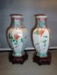 Pair Antique 19th C.  Chinese Porcelain Hexagonal Rouleau Vases Urns Famille Rose Vases photo 5