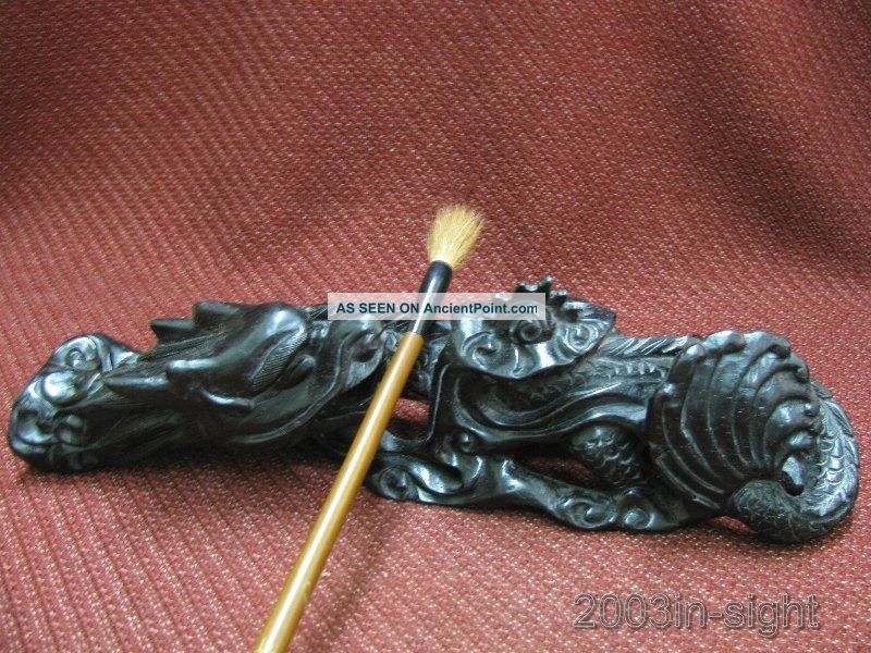 Chinese Rosewood Carved Dragon Shape Pen Stand Other photo